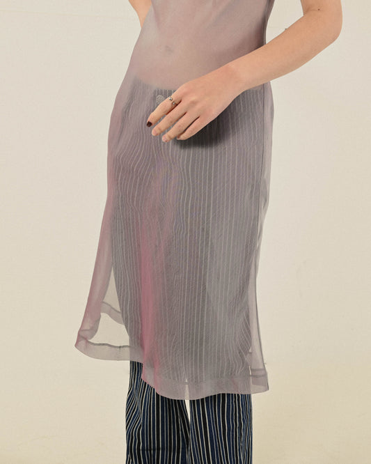 漸變色澤烏干紗高領古著洋