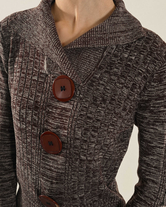 加大鈕扣造型針織古著上衣