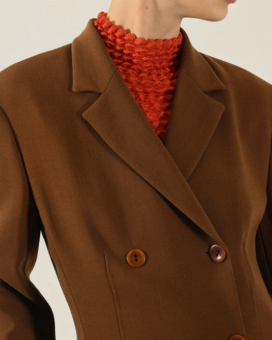 漏斗輪廓義大利製薄毛古著西裝外套