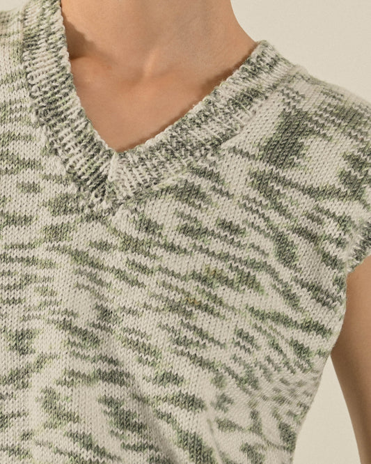 混色針織無袖古著上衣