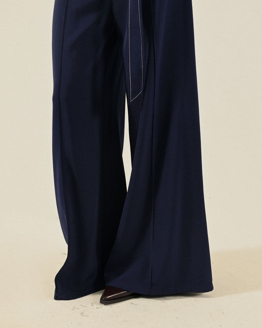 綁帶設計高腰古著寬褲