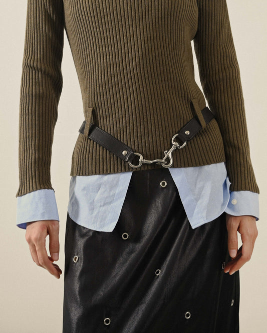 螺紋紋理高領古著針織上衣