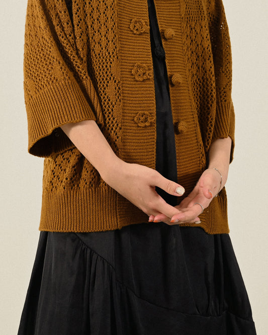 造型鉤扣純色針織古著外套