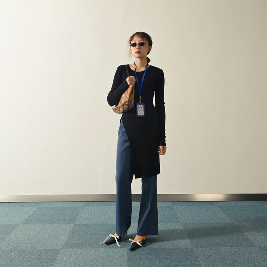 Upcycling領結設計針織古著上衣