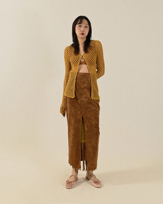 鏤空織花針織古著罩衫外套