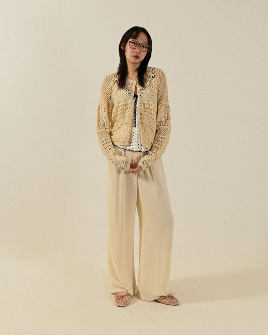 鏤空織花針織古著外套