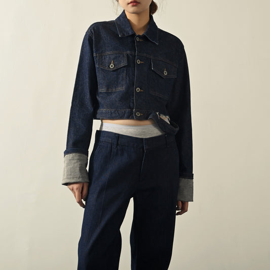 Upcycling開縫設計短版古著牛仔外套