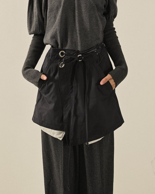 Upcycling釦洞綴飾古著飾片短裙