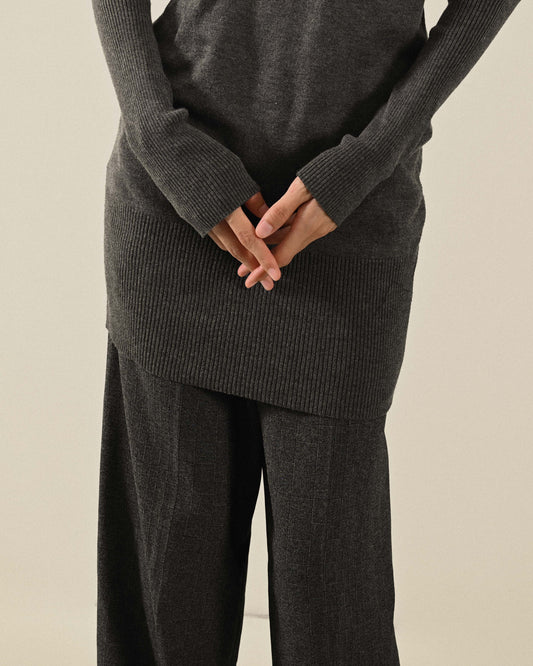 螺紋拼接毛料針織古著洋裝