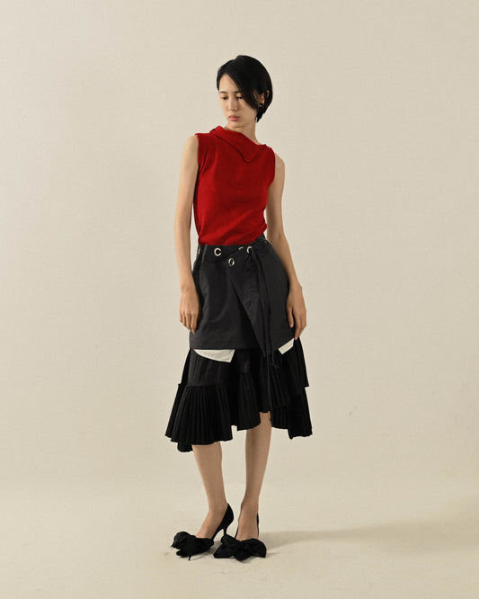 Upcycling拼接設計百褶古著裙