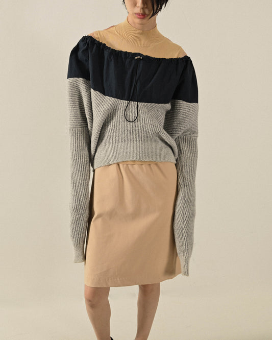 Upcycling抽繩設計古著毛衣