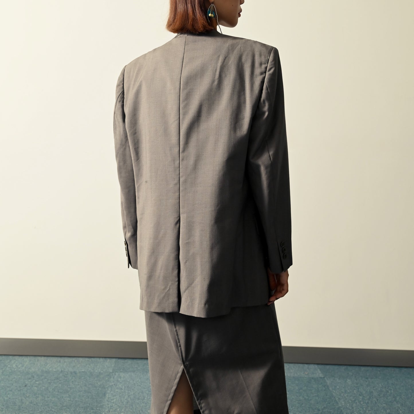 寬大廓形單襟古著西裝外套