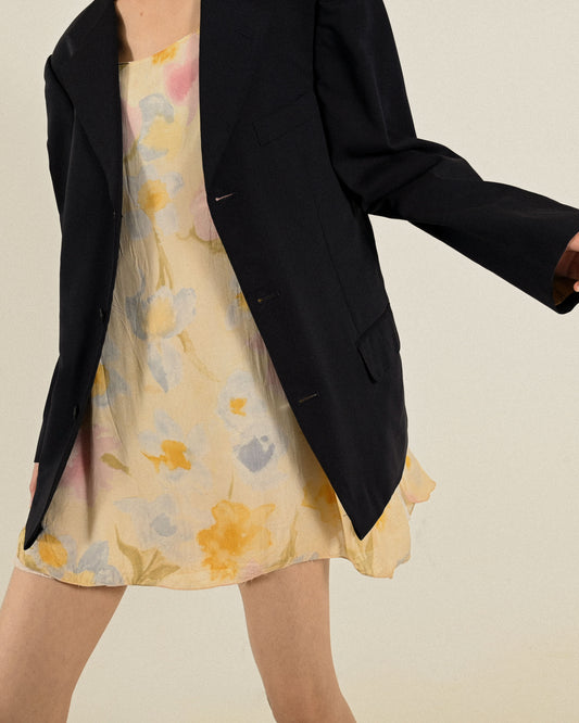 Upcycling領結綴飾後衩古著西裝外套