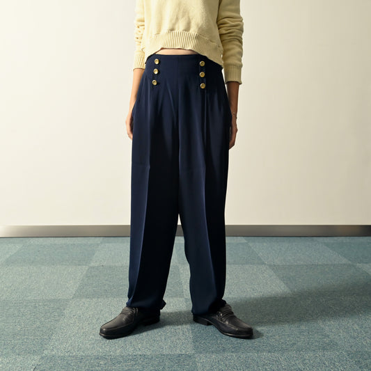 扣飾綴飾寬鬆低腰古著長褲