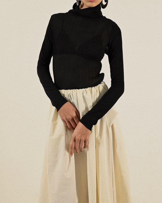 日本製壓褶紗質高領古著上衣