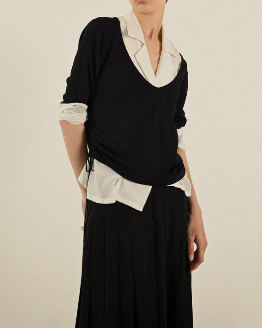 抽繩設計薄針織古著上衣