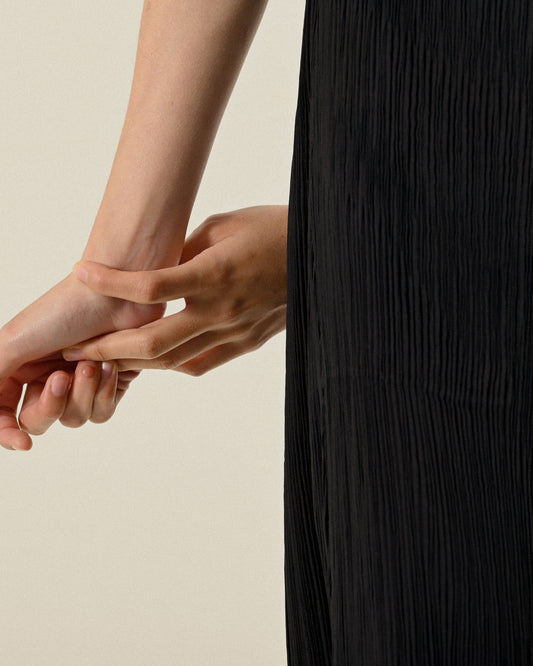 拼色設計彈性壓褶古著洋裝