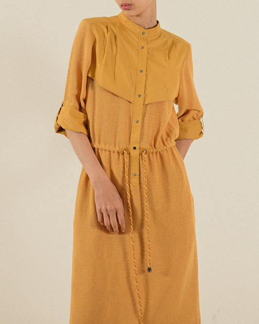 造型前襟抽繩古著洋裝