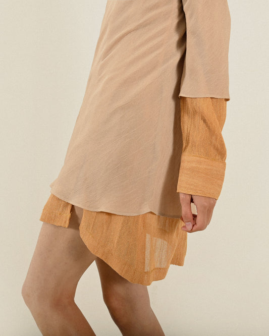 紋理紗質長版古著上衣