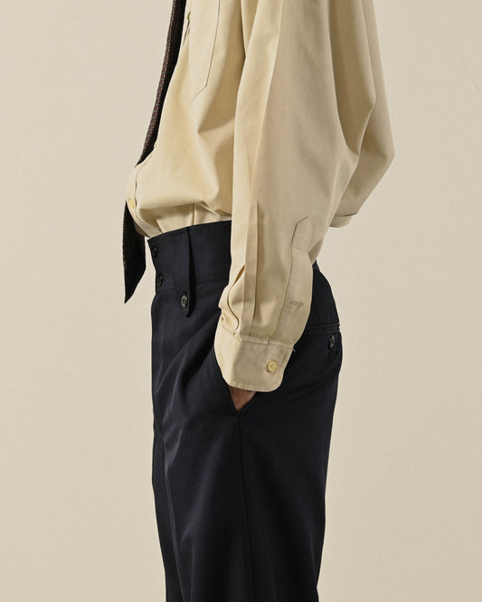 寬版腰頭高腰西裝古著長褲