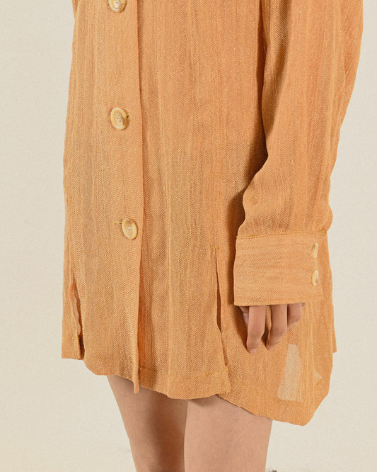 俐落剪裁長版古著襯衫