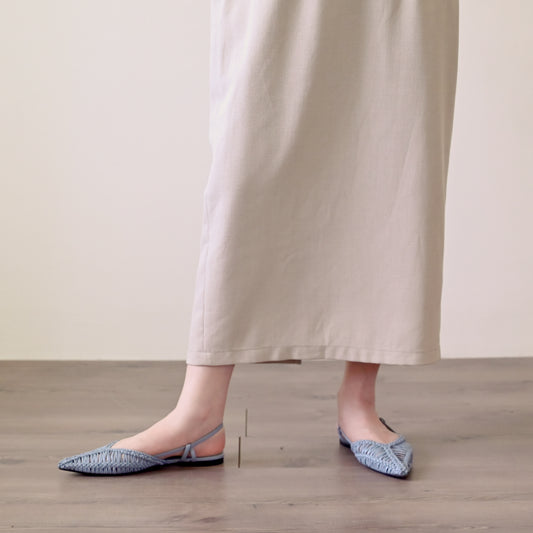 麻紗材質高腰古著長裙