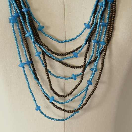 民俗風格木質串珠古董項鍊