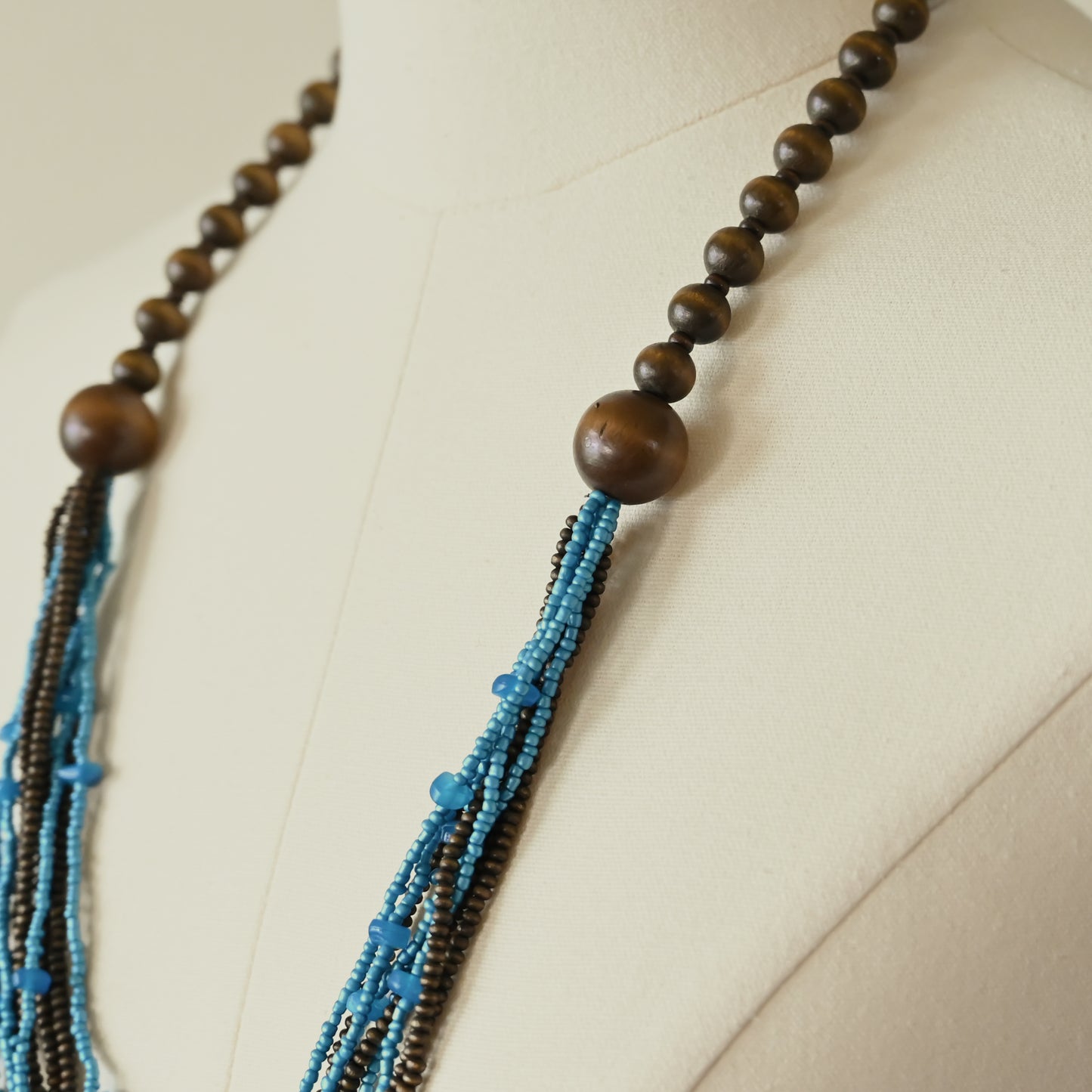 民俗風格木質串珠古董項鍊