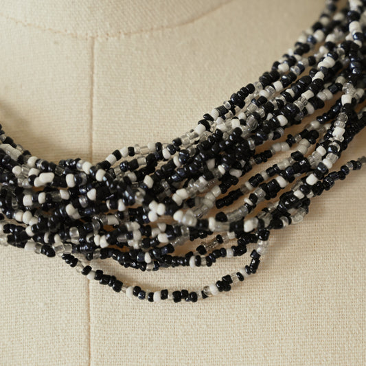 黑白雙色串珠古董項鍊