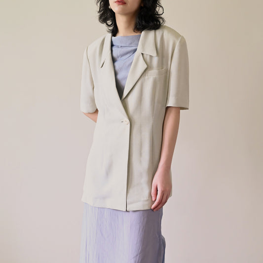麻紗面料短袖古著西裝外套