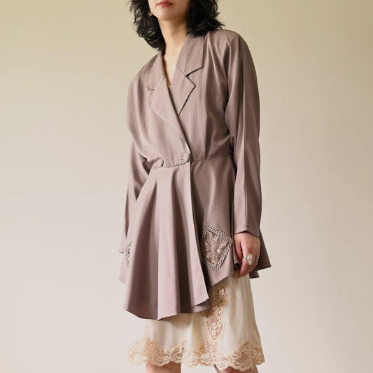 布蕾絲綴飾古著罩衫外套