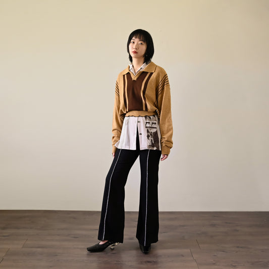 Upcycling鏤空綁帶古著毛衣