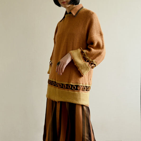 Adidas木環串接粗針織古著毛衣