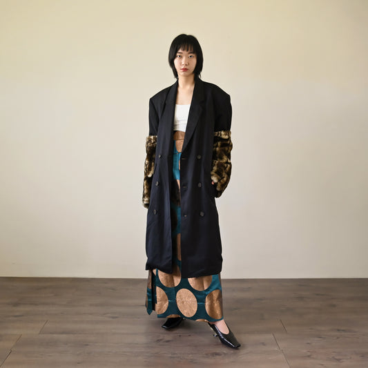 Upcycling人造皮草袖套古著大衣