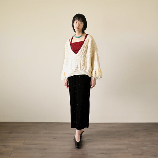 Upcycling流蘇綴飾古著毛衣