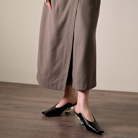 襠片設計毛料高腰古著寬褲