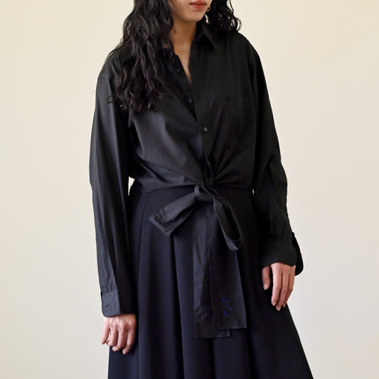 Upcycling短版綁帶古著襯衫