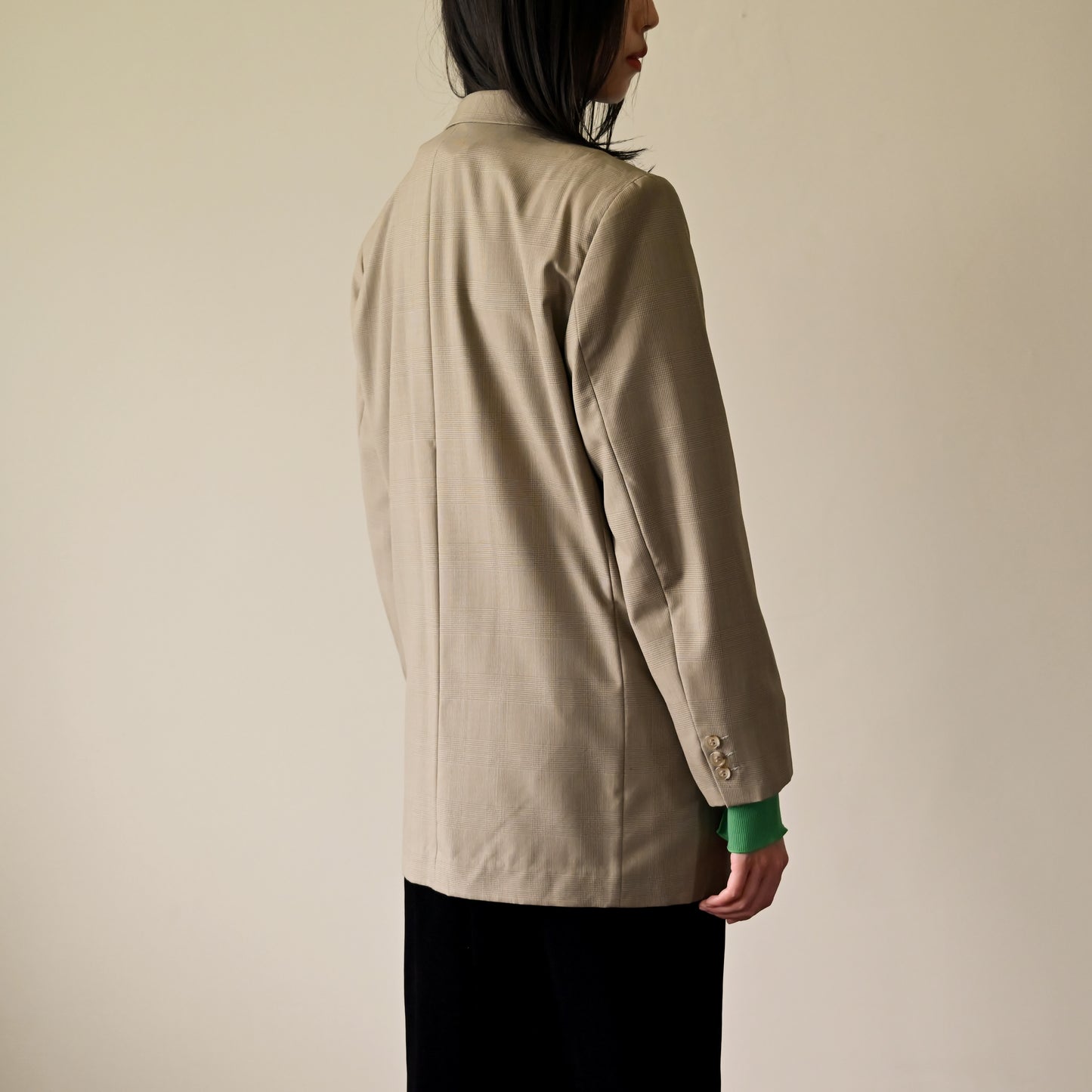 寬鬆輪廓薄毛古著西裝外套