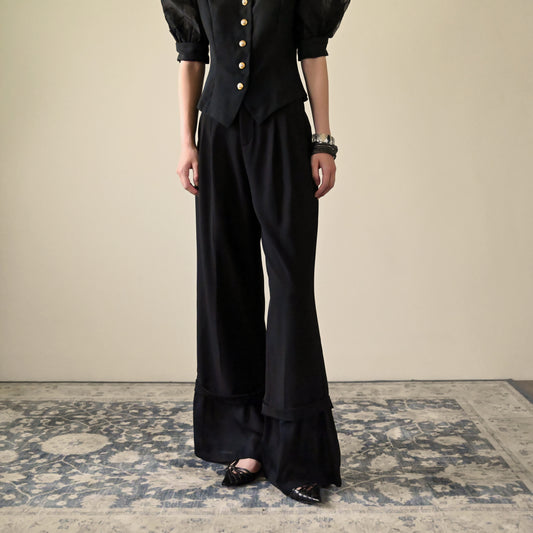 Upcycling 紗質褲腳高腰古著長褲