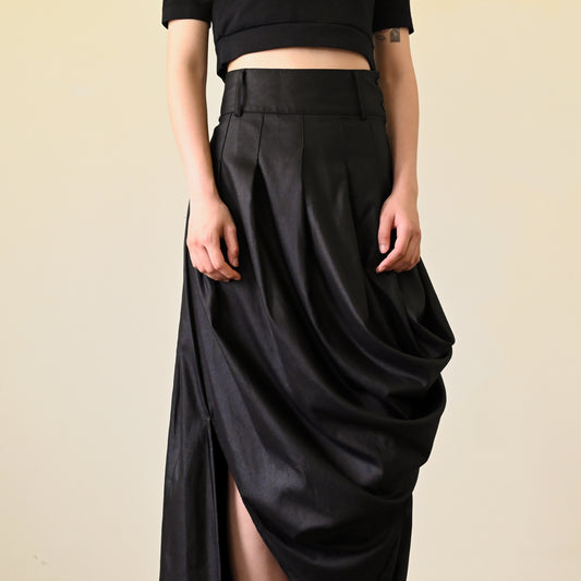 Upcycling垂墜抓褶古著裙