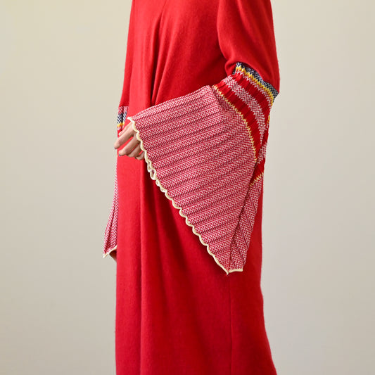 Upcycling針織傘袖毛料古著洋裝