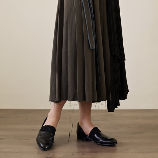 Upcycling拼接設計百褶古著一片裙