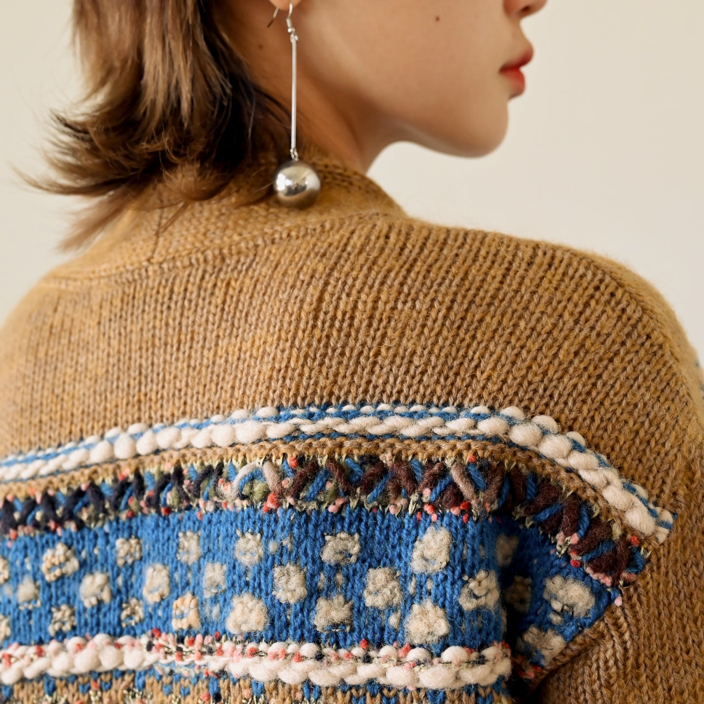 M.&KYOKO精工織紋開襟古著毛衣