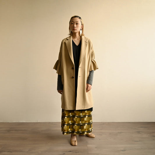 Yohji Yamamoto荷葉袖型羊毛古著大衣