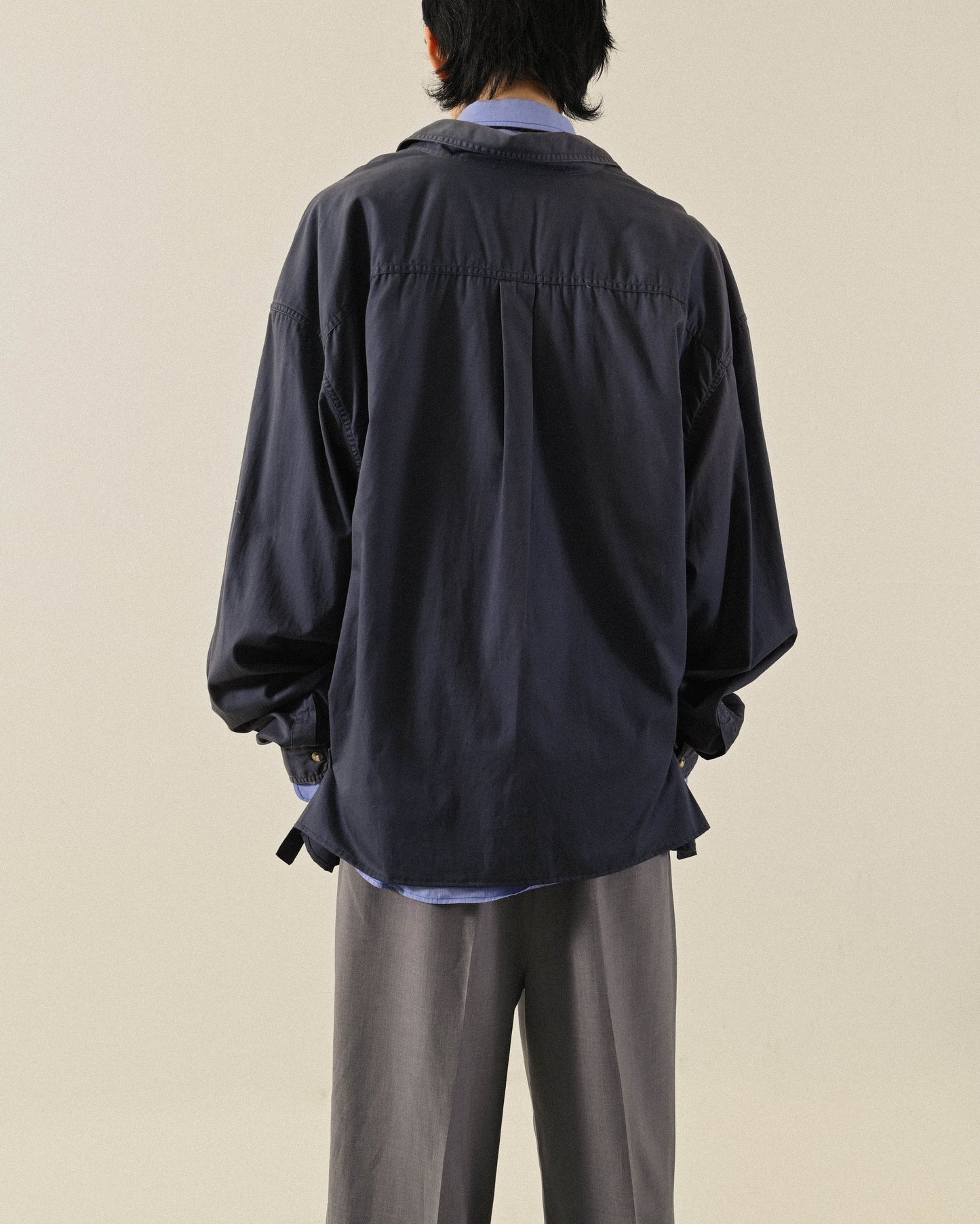 Upcycling扣帶設計寬鬆古著襯衫