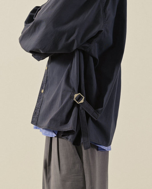 Upcycling扣帶設計寬鬆古著襯衫