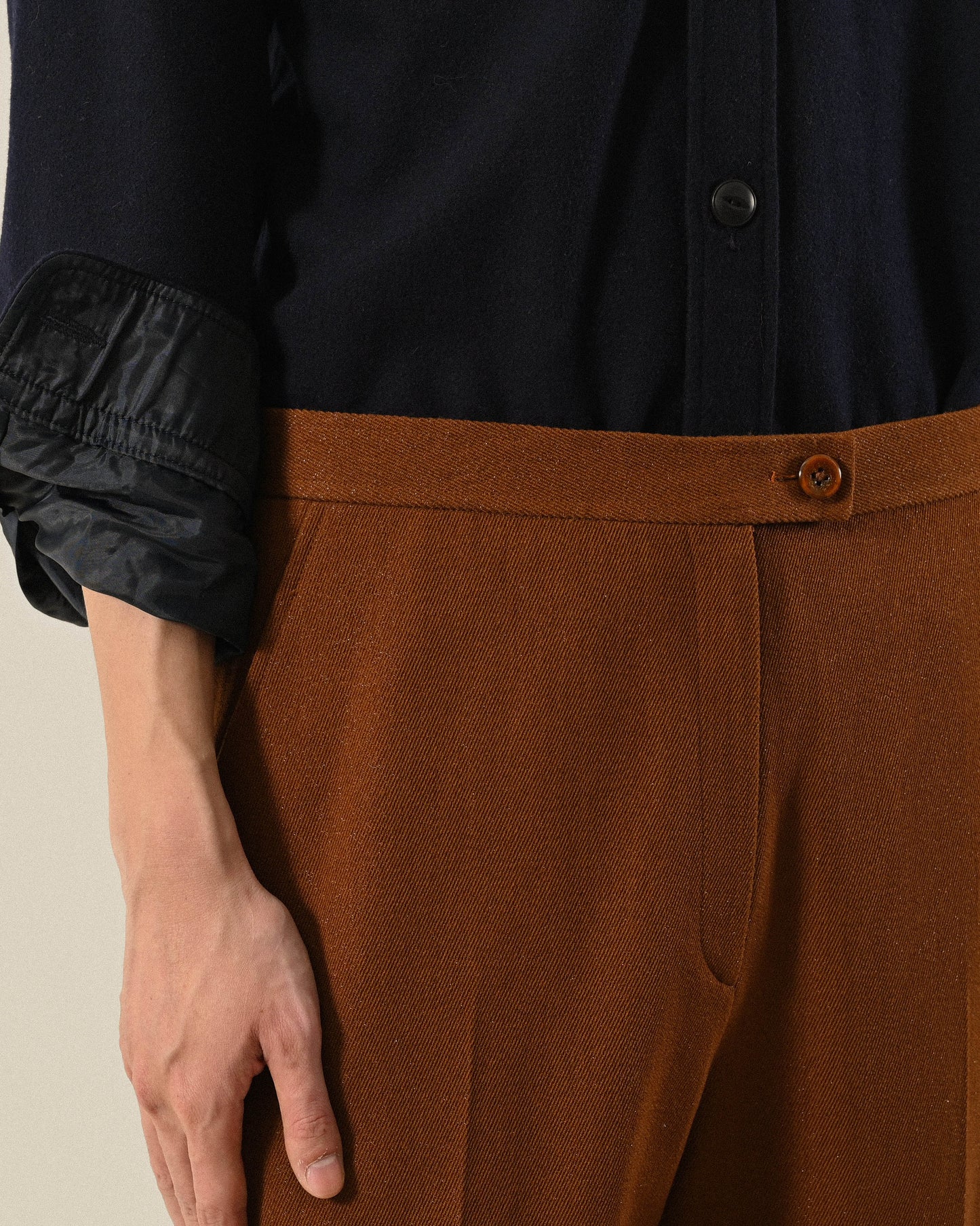 垂墜面料純色針織古著長褲