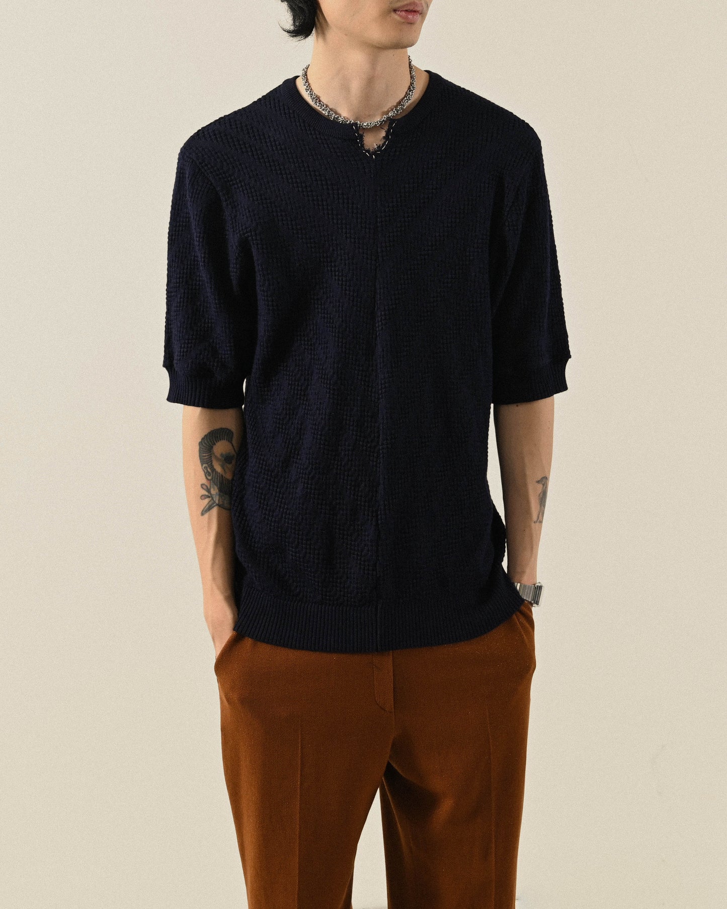 紋理針織寬鬆古著上衣