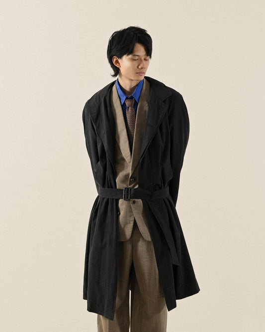經典輪廓純色絨面古著風衣