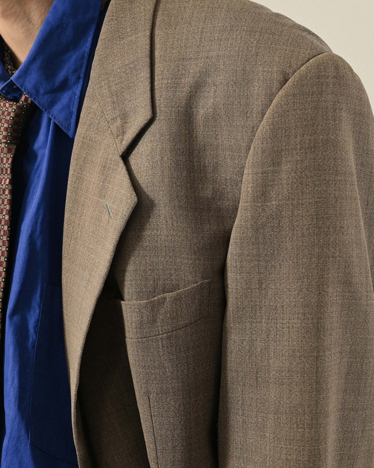 燕麥色薄毛經典輪廓古著西裝套裝